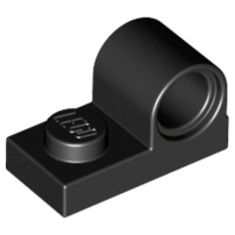 Plaat, Aangepast 1x2 met pin gat Black